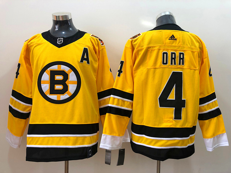 Men's Boston Bruins Bobby Orr #4 Yellow Jersey